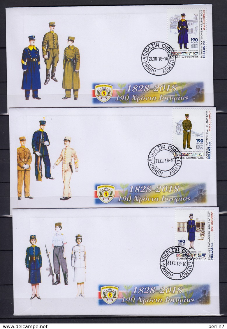 Greece 2018 190 Years Hellenic Army Academy Ten Different Covers Unofficial FDC From The Self-adhesive Booklet - Neufs