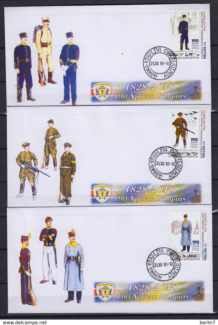 Greece 2018 190 Years Hellenic Army Academy Ten Different Covers Unofficial FDC From The Self-adhesive Booklet - Unused Stamps