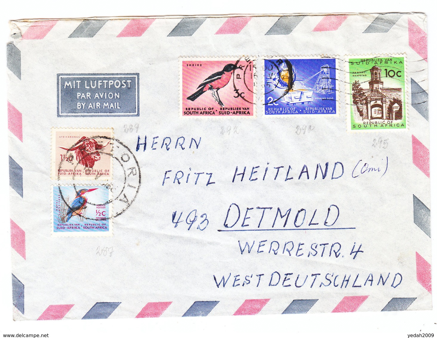 South Africa AIRMAIL COVER TO Germany 1965 - Poste Aérienne