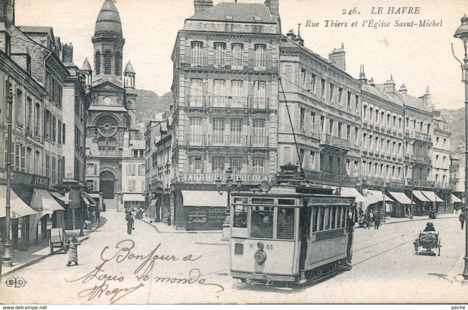 N°68125 -cpa Le Havre -rue Thiers -tramway- - Tramways