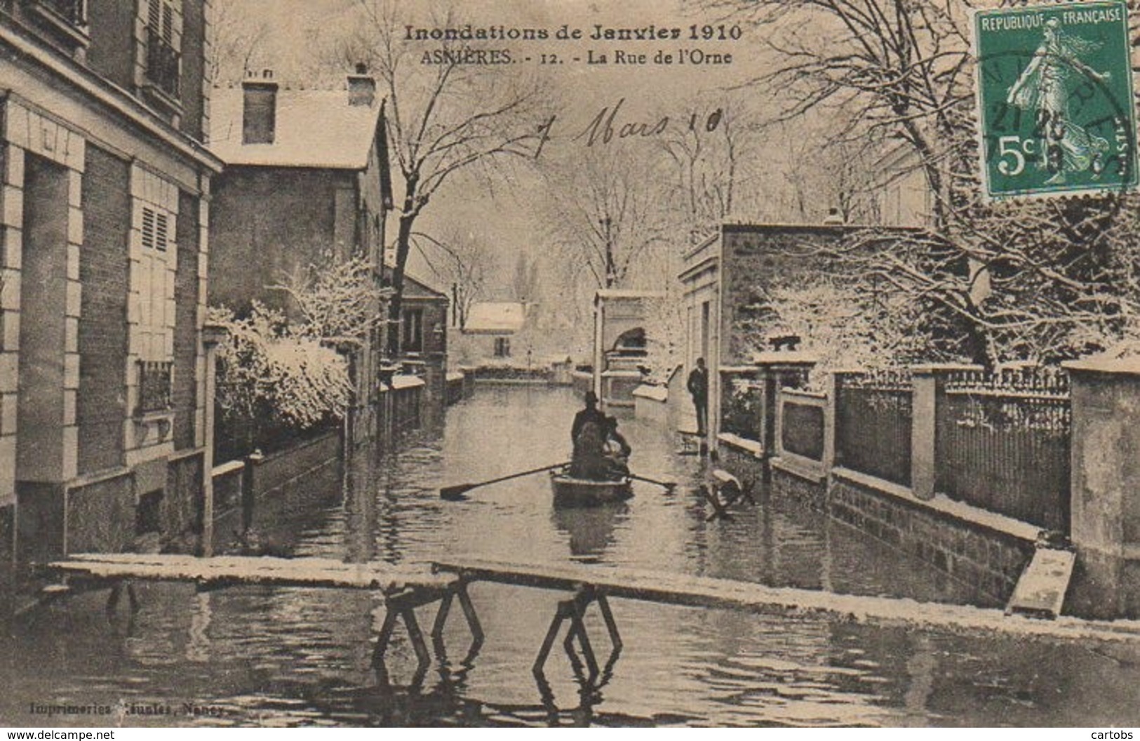 92 ASNIERES Inondations 1910  La Rue De L'Orne - Asnieres Sur Seine