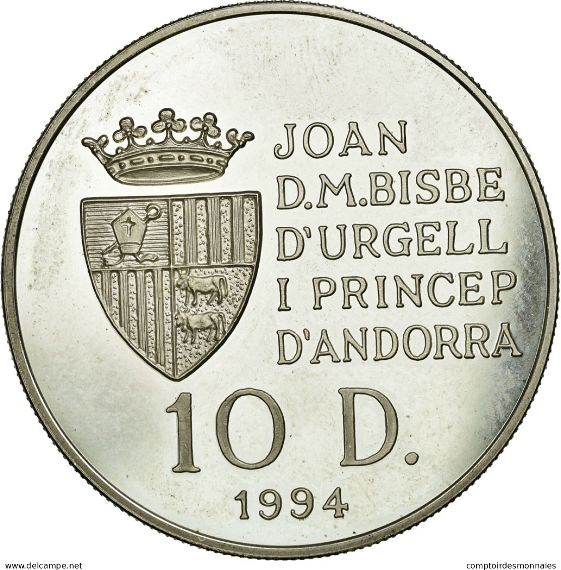 Monnaie, Andorra, 10 Diners, 1994, TTB+, Argent, KM:95 - Andorre