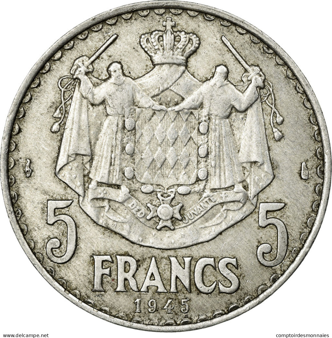 Monnaie, Monaco, Louis II, 5 Francs, 1945, Poissy, TB+, Aluminium - 1922-1949 Louis II