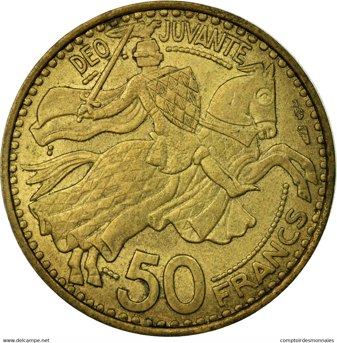 Monnaie, Monaco, Rainier III, 50 Francs, Cinquante, 1950, TB, Aluminum-Bronze - 1949-1956 Old Francs