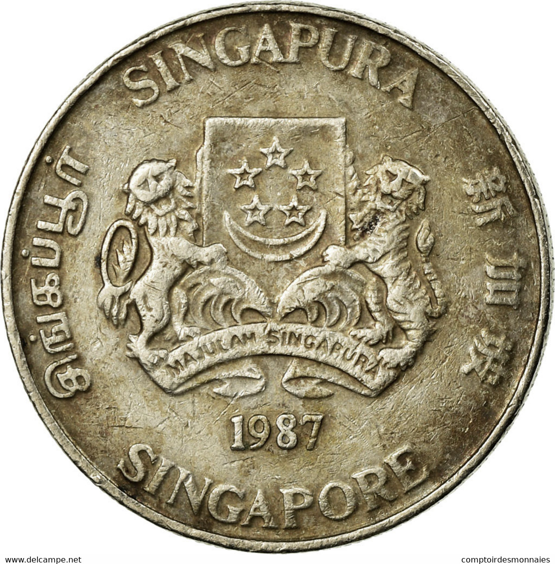 Monnaie, Singapour, 20 Cents, 1987, British Royal Mint, TB+, Copper-nickel - Singapour