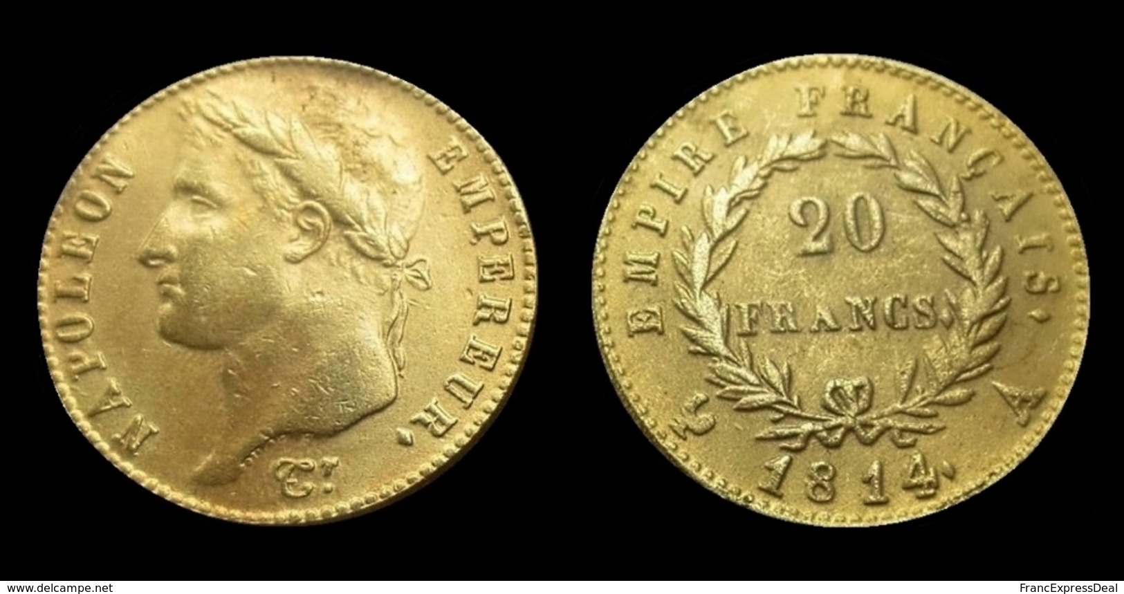 COPIE - 1 Pièce Plaquée OR Sous Capsule ! ( GOLD Plated Coin ) - 20 Francs Napoléon Tête Laurée 1814 A - Autres & Non Classés