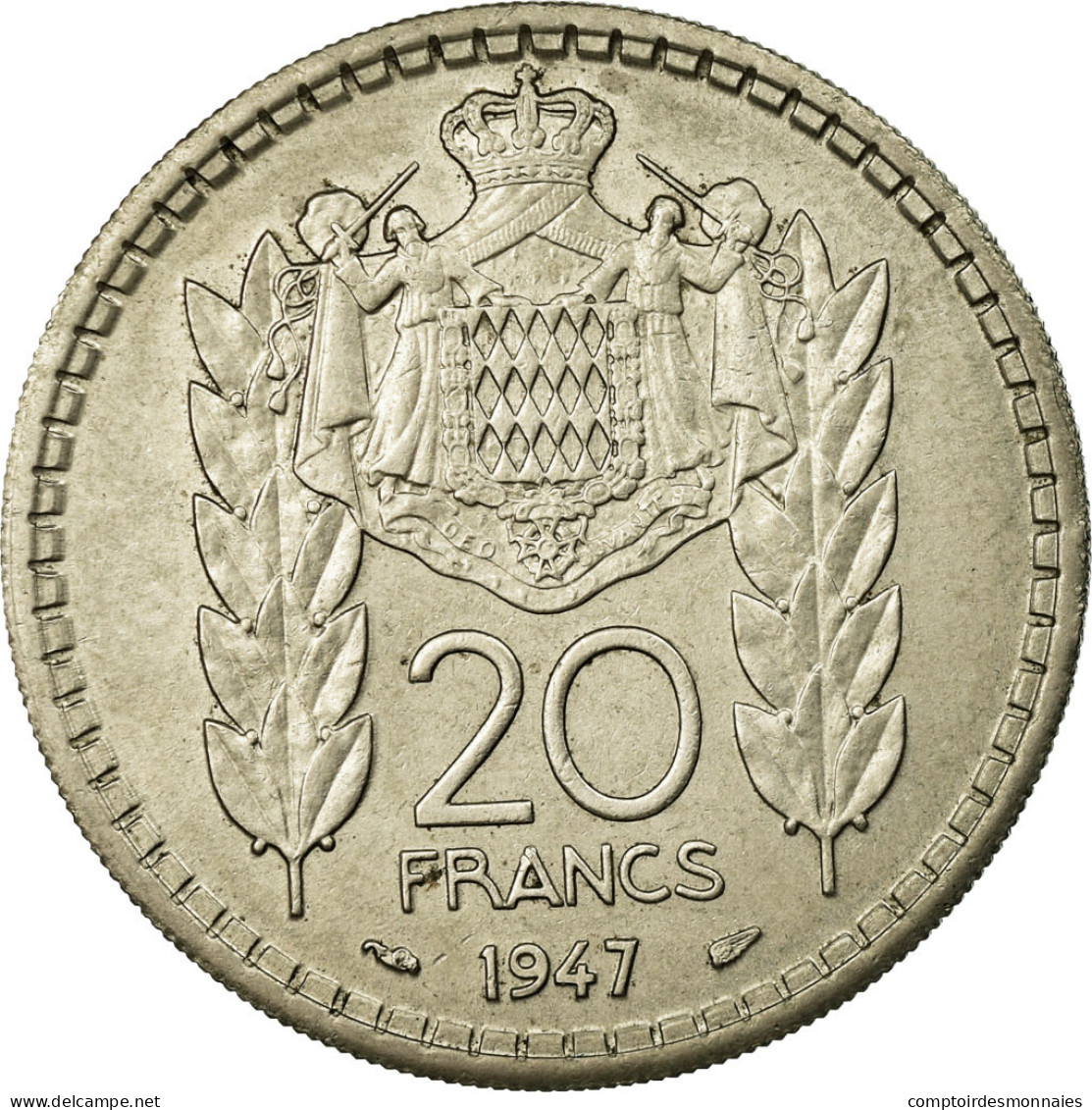 Monnaie, Monaco, Louis II, 20 Francs, Vingt, 1947, Poissy, SUP, Copper-nickel - 1922-1949 Louis II