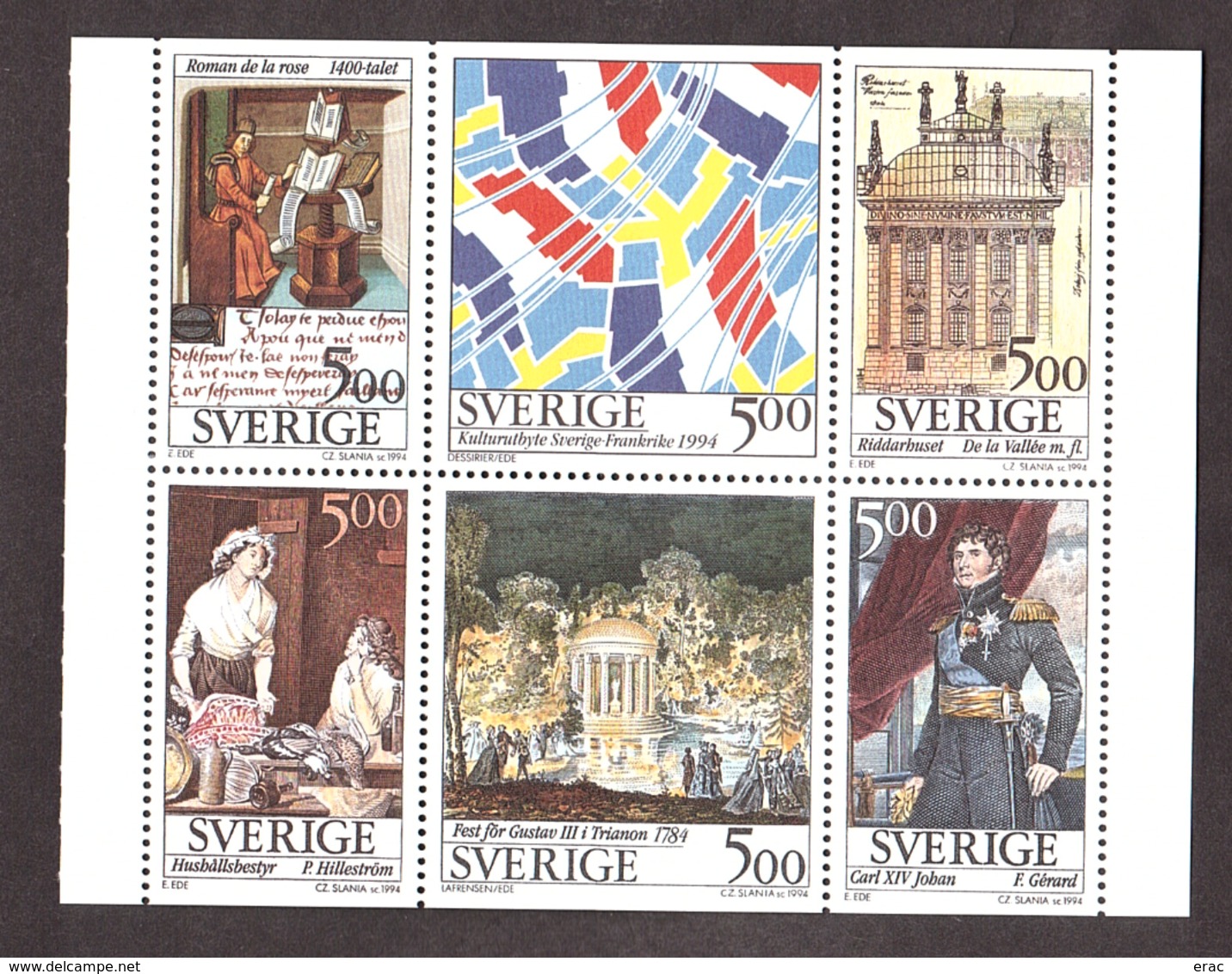Suède - 1994 - N° 1794 à 1799 Se Tenant - Neufs ** - Relations France-Suède - Neufs