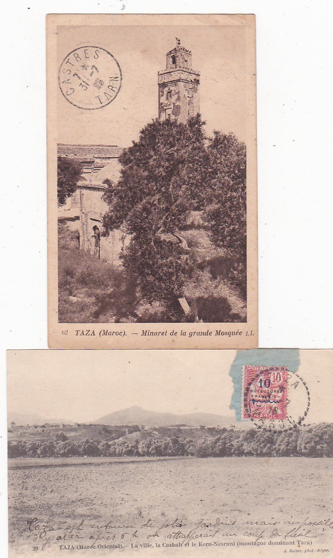 Lot De 2 C.p.: TAZA: Minaret, Ville, Casbah Kern-Nesrani - Other & Unclassified