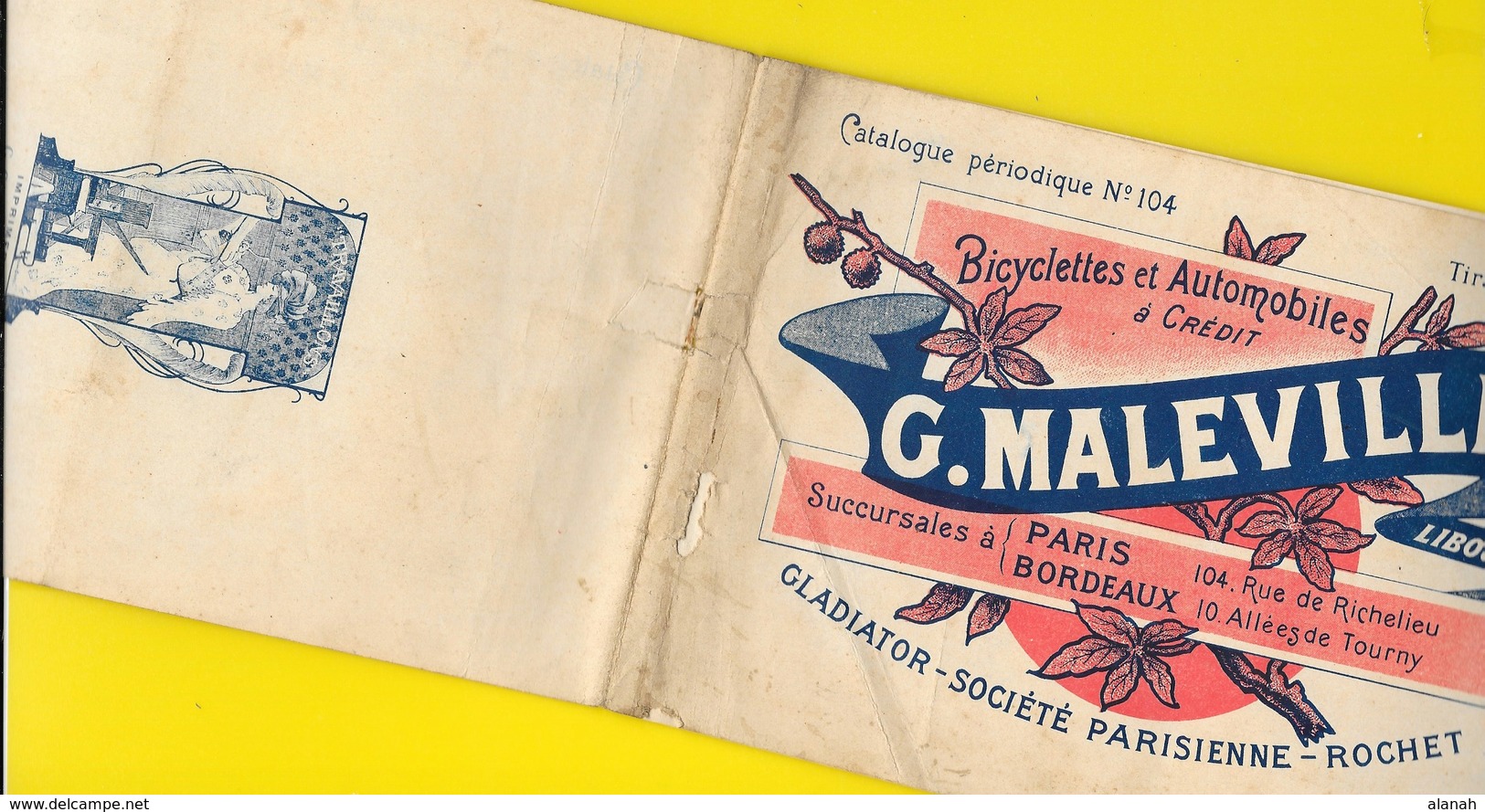 Catalogue 1899 Cycles & Automobiles Gladiator, Rochet...MALEVILLE Libourne 16 Pages + Couverture Format 22 X 14 Cm Env.. - Ciclismo