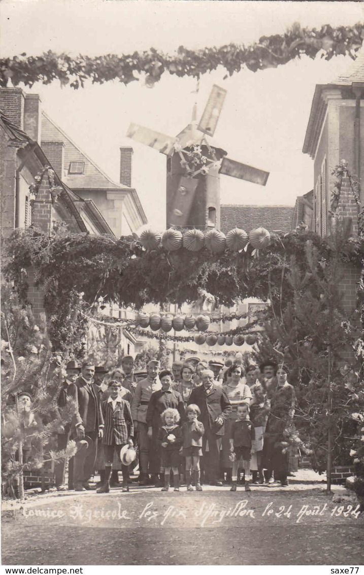 LES AIX D'ANGILLON - Carte Photo - Comice Agricole 24 Août 1924 ( Moulin - Les Aix-d'Angillon