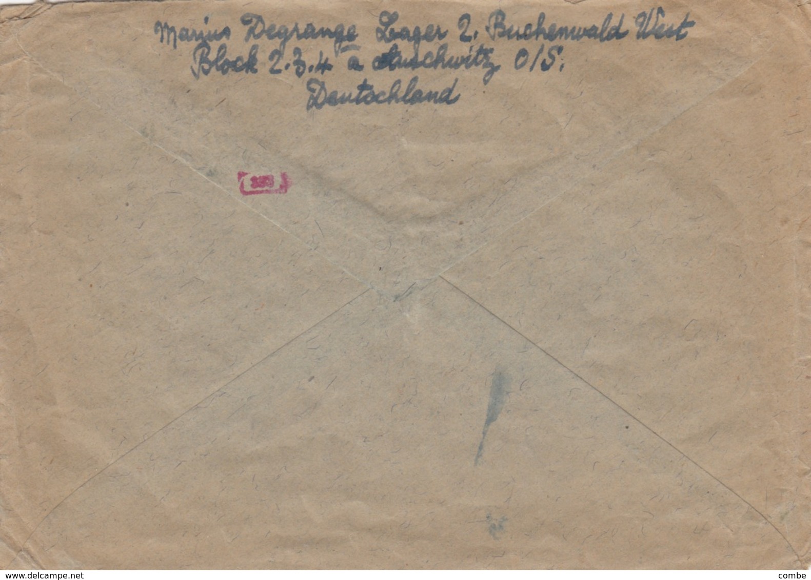 LETTRE. 1 2 1944.  REICH. AUSCHWITZ LAGER 2. BUCHENWALD WEST BLOCK 2.3.4  POUR LA FRANCE .  CENSURE ALLEMANDE  / 2 - Lettres & Documents