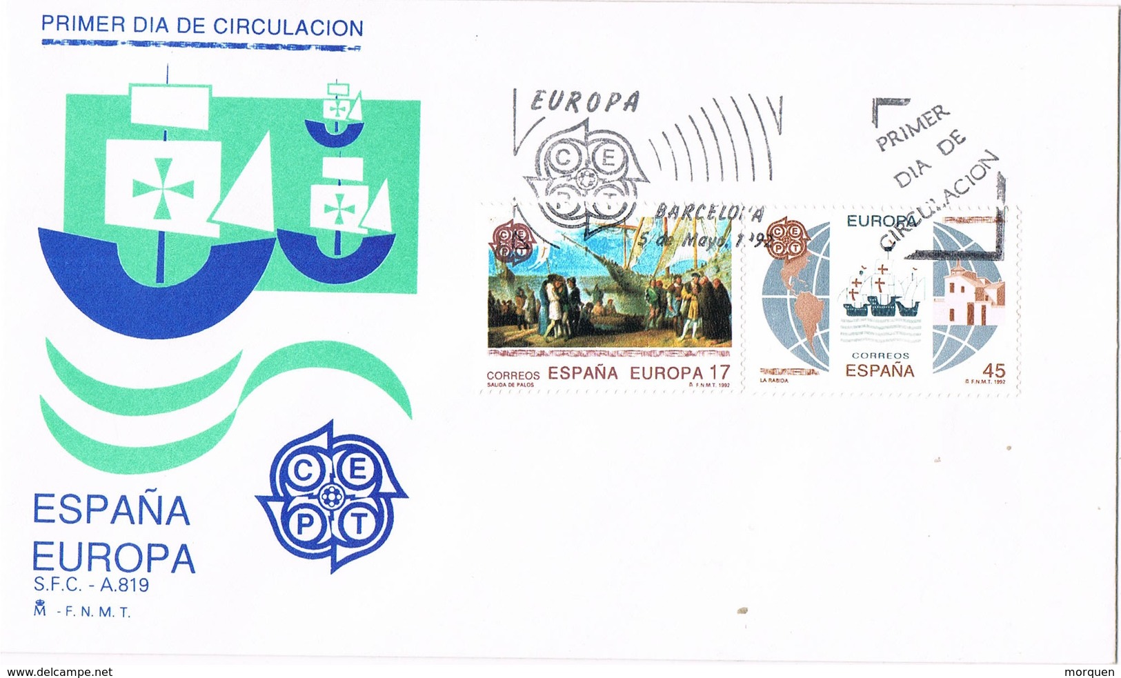 30903. Carta F.D.C. BARCELONA 1992. Tema EUROPA - FDC