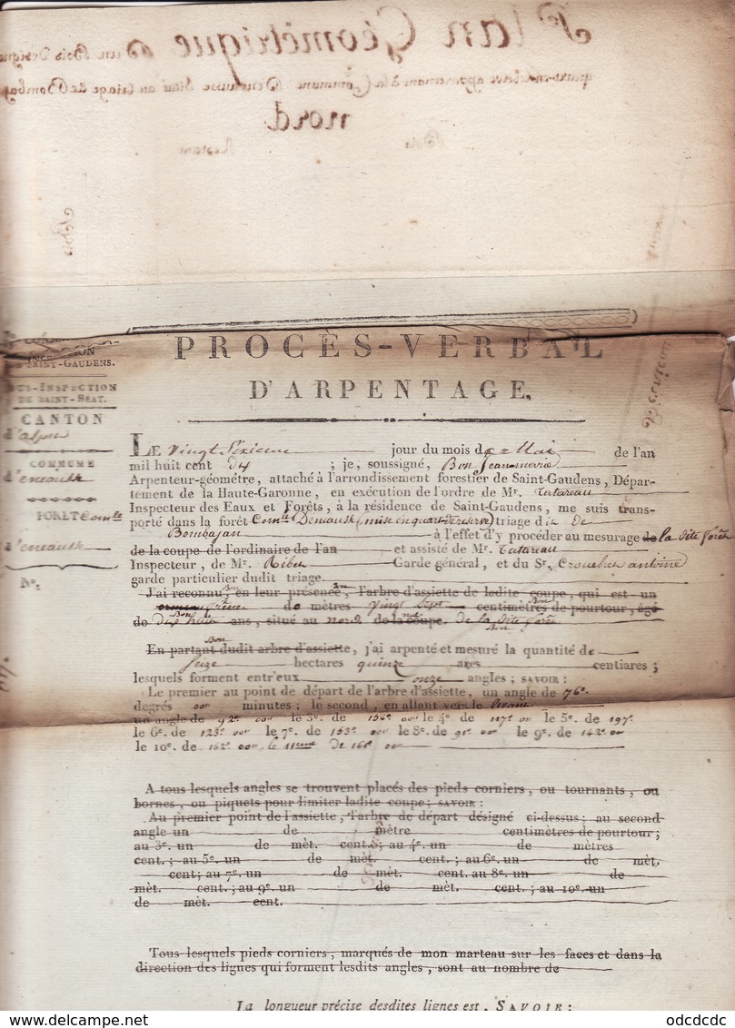 26 Mai 1810 Procès Verbal F'Arpentage De La Foret D'Encausse Quart En Reserve - Manuscrits