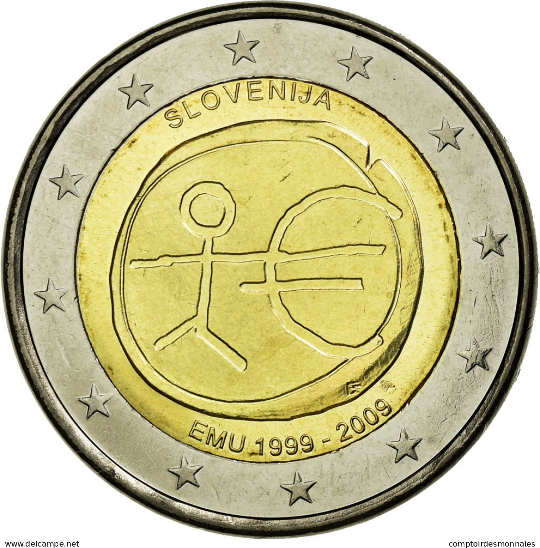 Slovénie, 2 Euro, European Monetary Union, 10th Anniversary, 2009, SUP - Slovénie