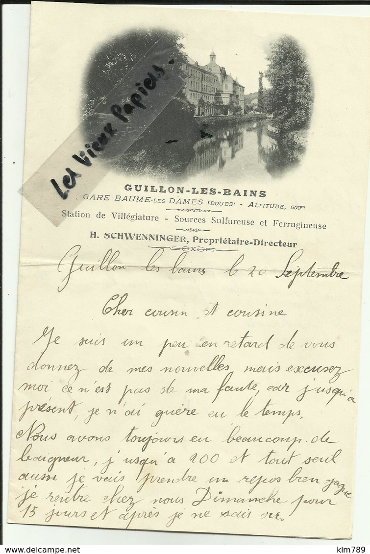 25 - Doubs - Guillon Les Bains - Station Villégiature - Beau Cliché - Lettre-    - Sd - Réf.29 - - 1900 – 1949