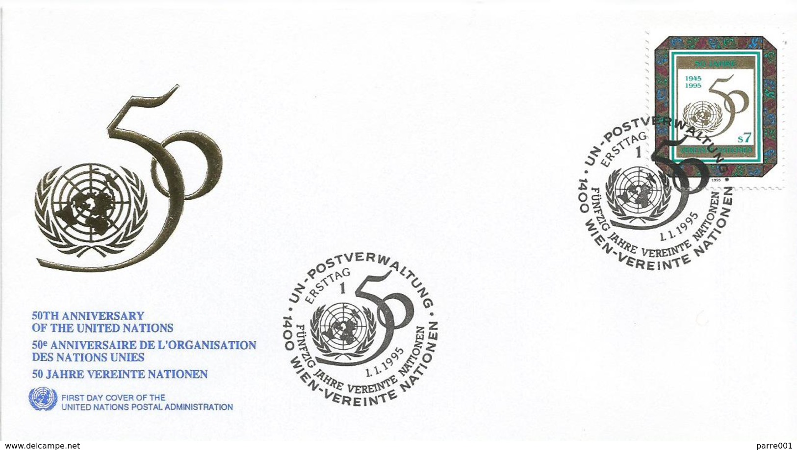 United Nations Vienna 1995 Anniversary FDC Cover - FDC