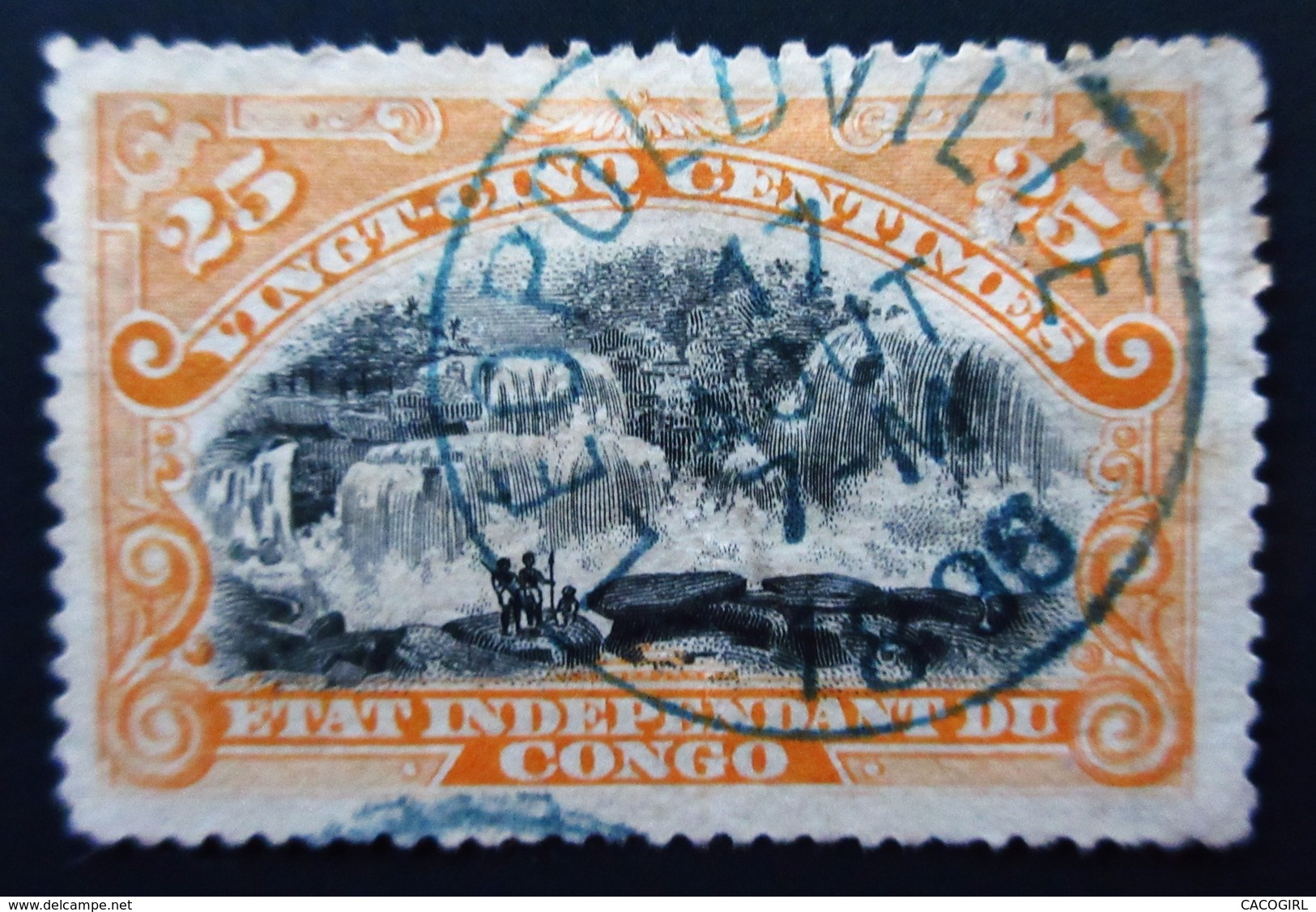 1900 Etat Indépendant Du Congo Yt 21 .  Landscapes. Inkissi Falls . Belle Oblitération Bleu LEOPOLDVILLE - 1884-1894