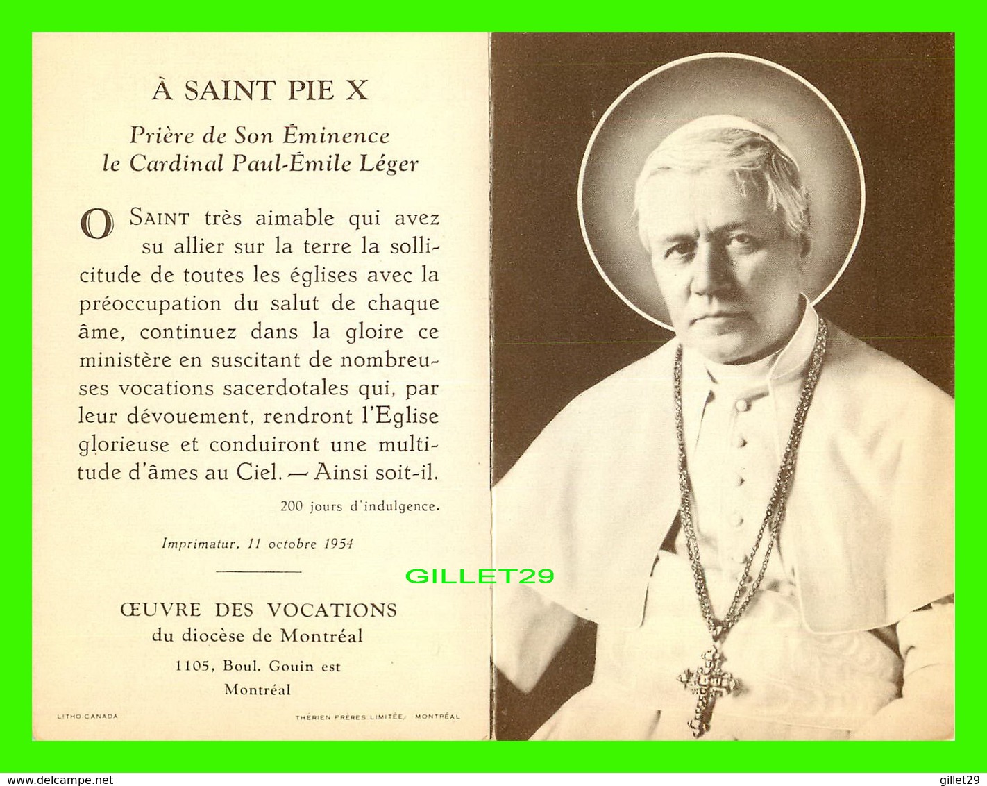 IMAGES RELIGIEUSES - SAINT PIE X, MODÈLE ET PATRON DU PR^TRE SÉCULIER - 4 PAGES - OEUVRE DES VOCATIONS, 1954 - - Santini