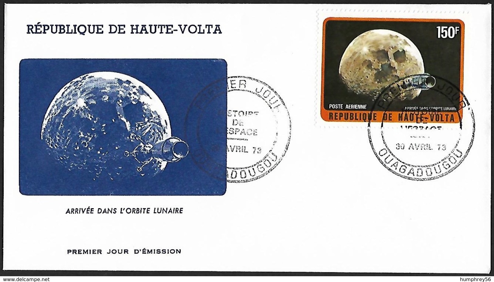 1973 - HAUTE-VOLTA - FDC L'Espace + Y&T 138 (PA)[Orbite Lunaire] + OUAGADOUGOU - Haute-Volta (1958-1984)