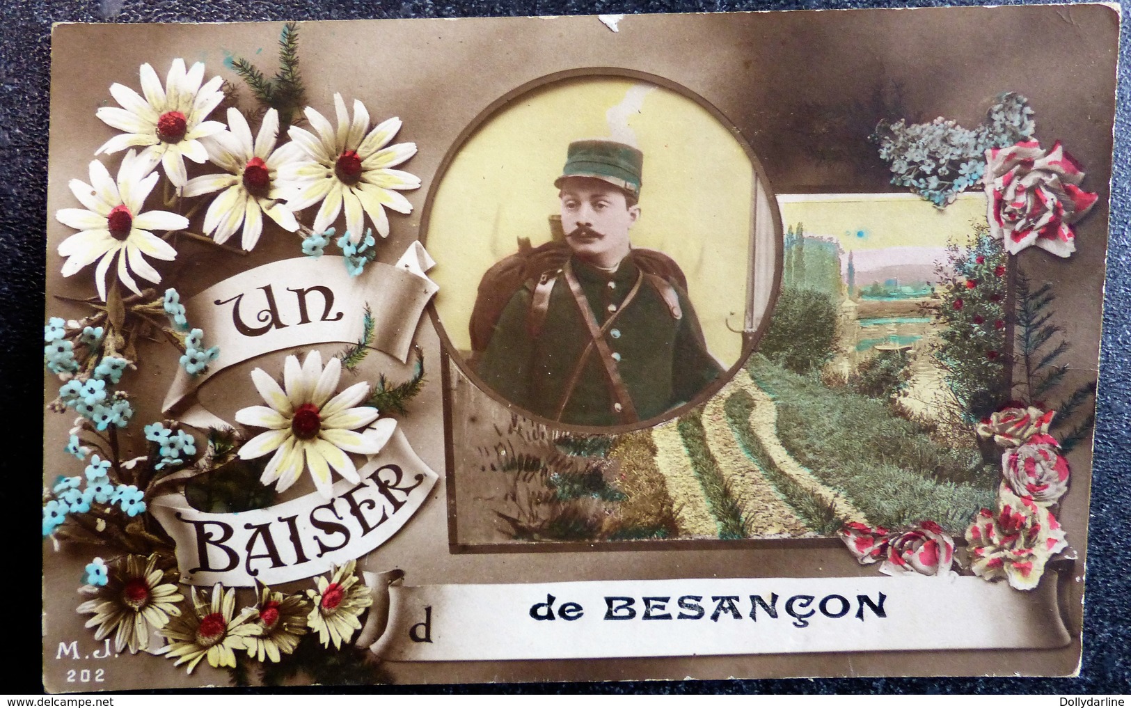 Carte Postale " Un Baiser De BESANCON  " 25 DOUBS Ecrite Soldat Poilu - Gruss Aus.../ Gruesse Aus...