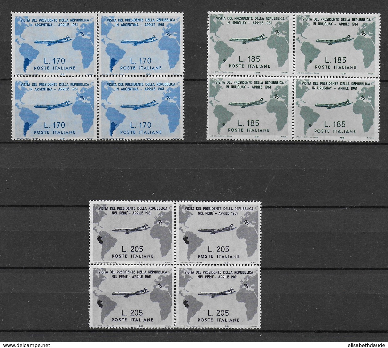 ITALIE - YVERT N° 845/847 ** MNH BLOC De 4 - COTE = 140 EUR. - - 1961-70: Mint/hinged