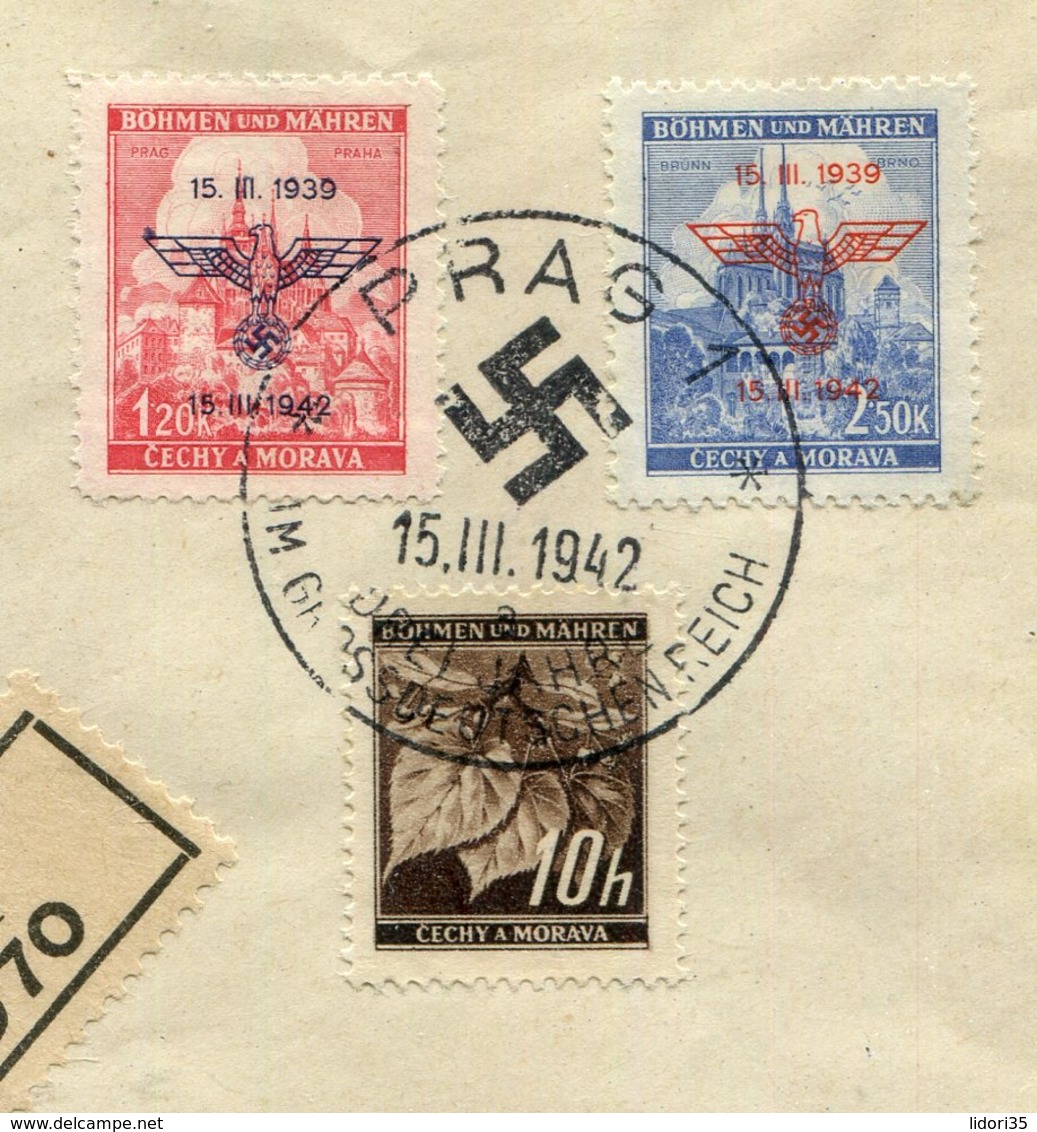 Boehmen Und Maehren / 1942 / Int. Propaganda-Reco-Brief Mit Mi. 21, 83 Und 84 Entwertet Mit SSt. 86a (1/859) - Covers & Documents