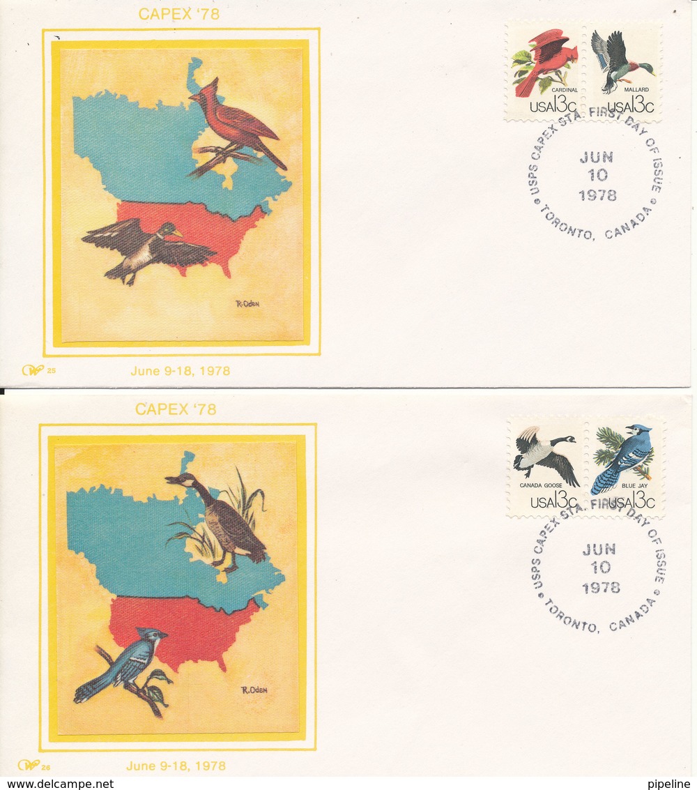 USA FDC 10-6-1978 Capex Canadian International Philatelic Exhibition Complete Set Of 4 On 4 Covers With SILK Cachet - 1971-1980