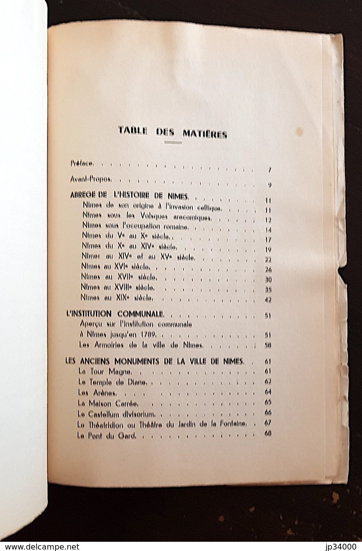 NIMES son histoire, ses monuments de J. IGOLEN, et L. SALLE. en 1959. (régionalisme languedoc, occitanie)