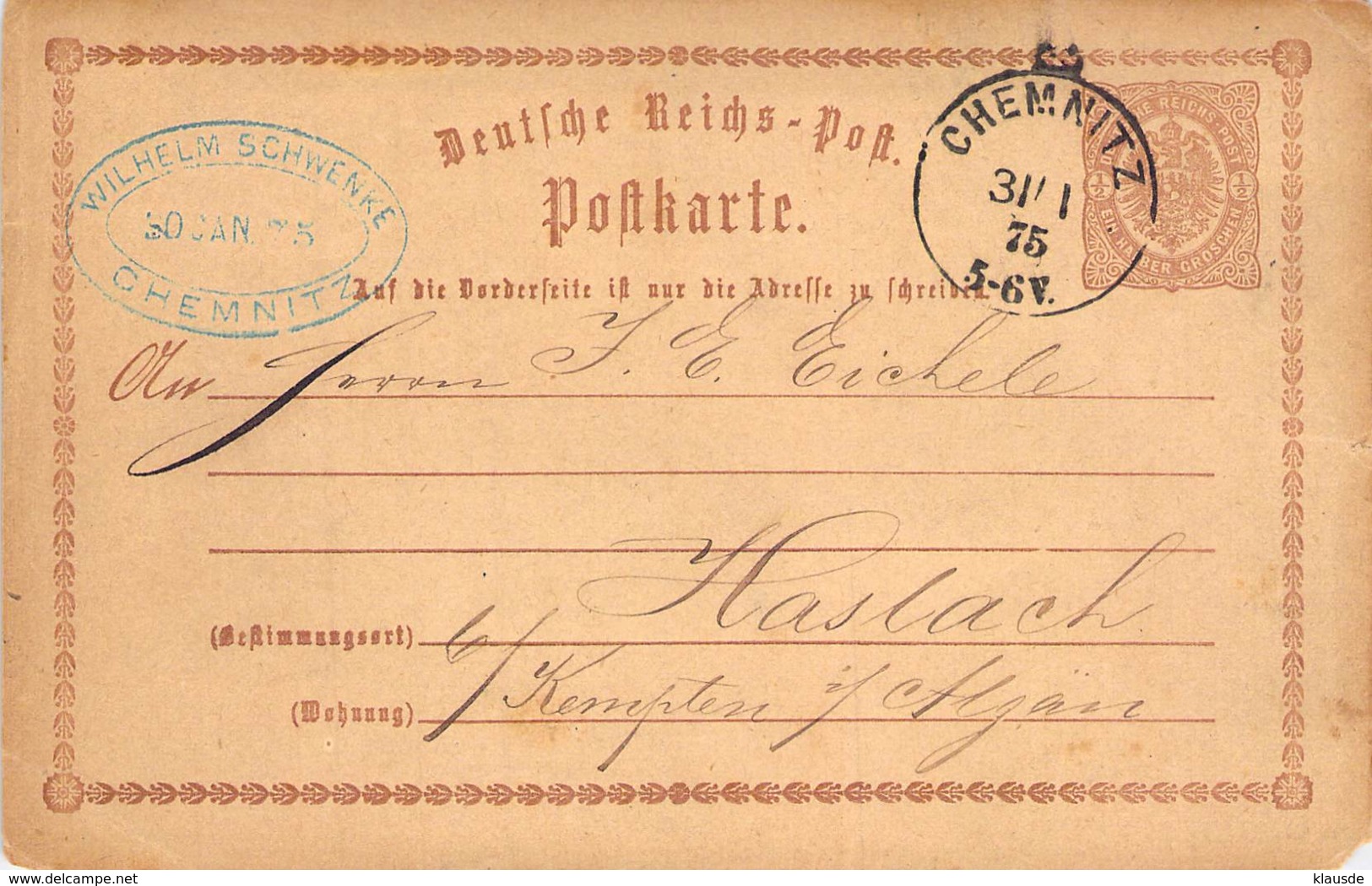 P1 Wilhelm Schwenke Chemnitz 1875 - Postkarten