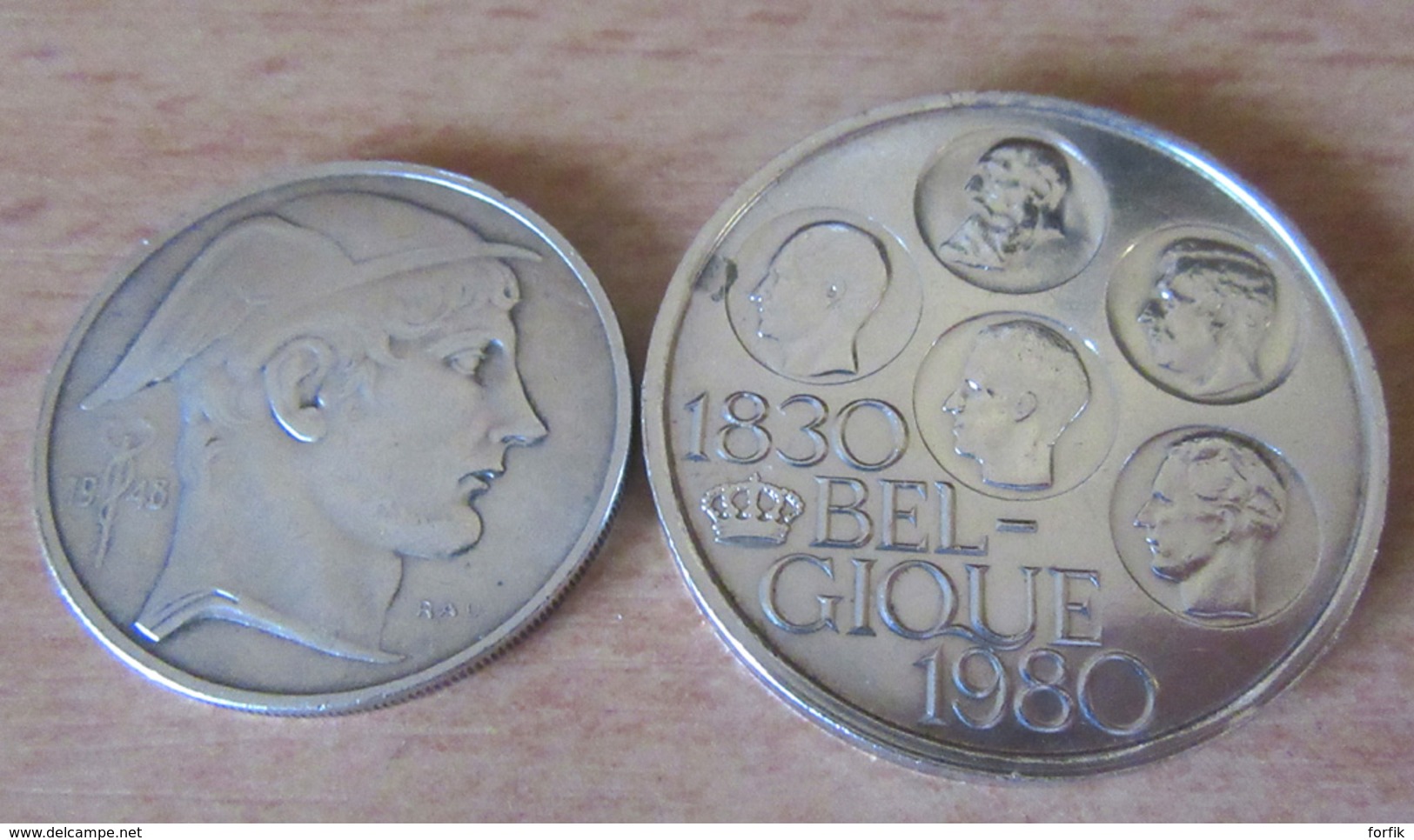 Belgique - 2 Monnaies Argent 50 Francs 1948 Et 500 Francs 1980 (150 Ans Indépendance Belgique) - Autres & Non Classés