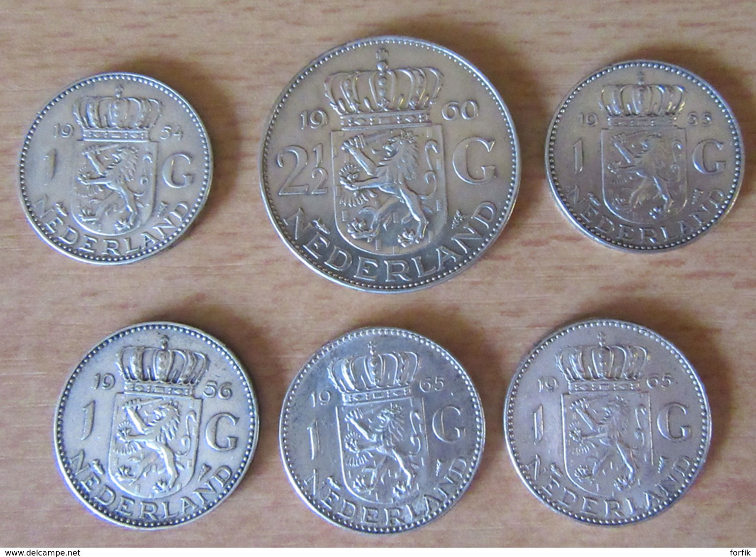 Pays-Bas / Nederland - Lot De 6 Monnaies En Argent 1 Gulden X 5 Et 2 1/2 Gulden - 1954 à 1965 - Collections