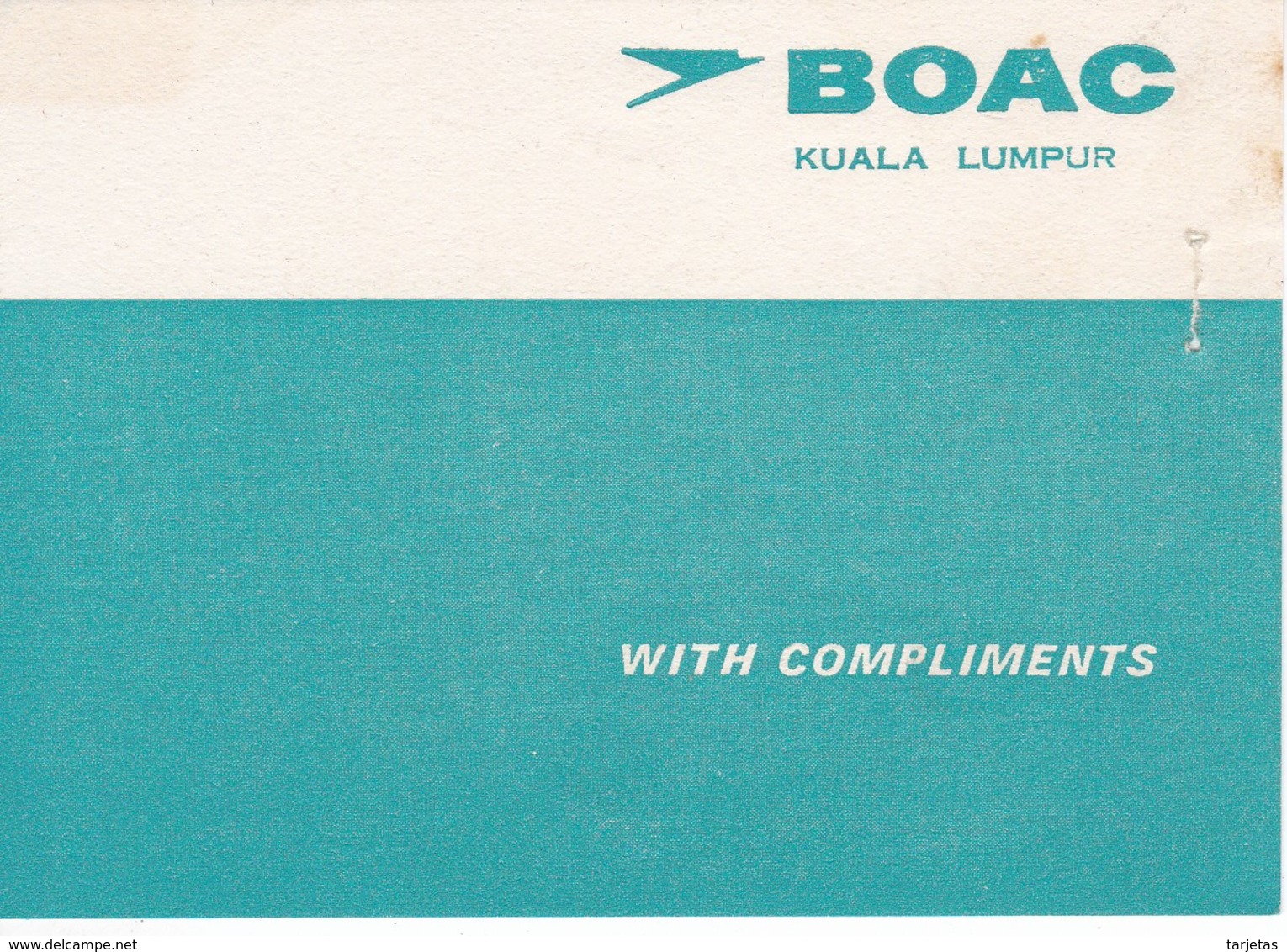 ANTIGUA ETIQUETA DE LA COMPAÑIA AEREA BOAC DE KUALA LUMPUR (AVION-PLANE) - Aufklebschilder Und Gepäckbeschriftung