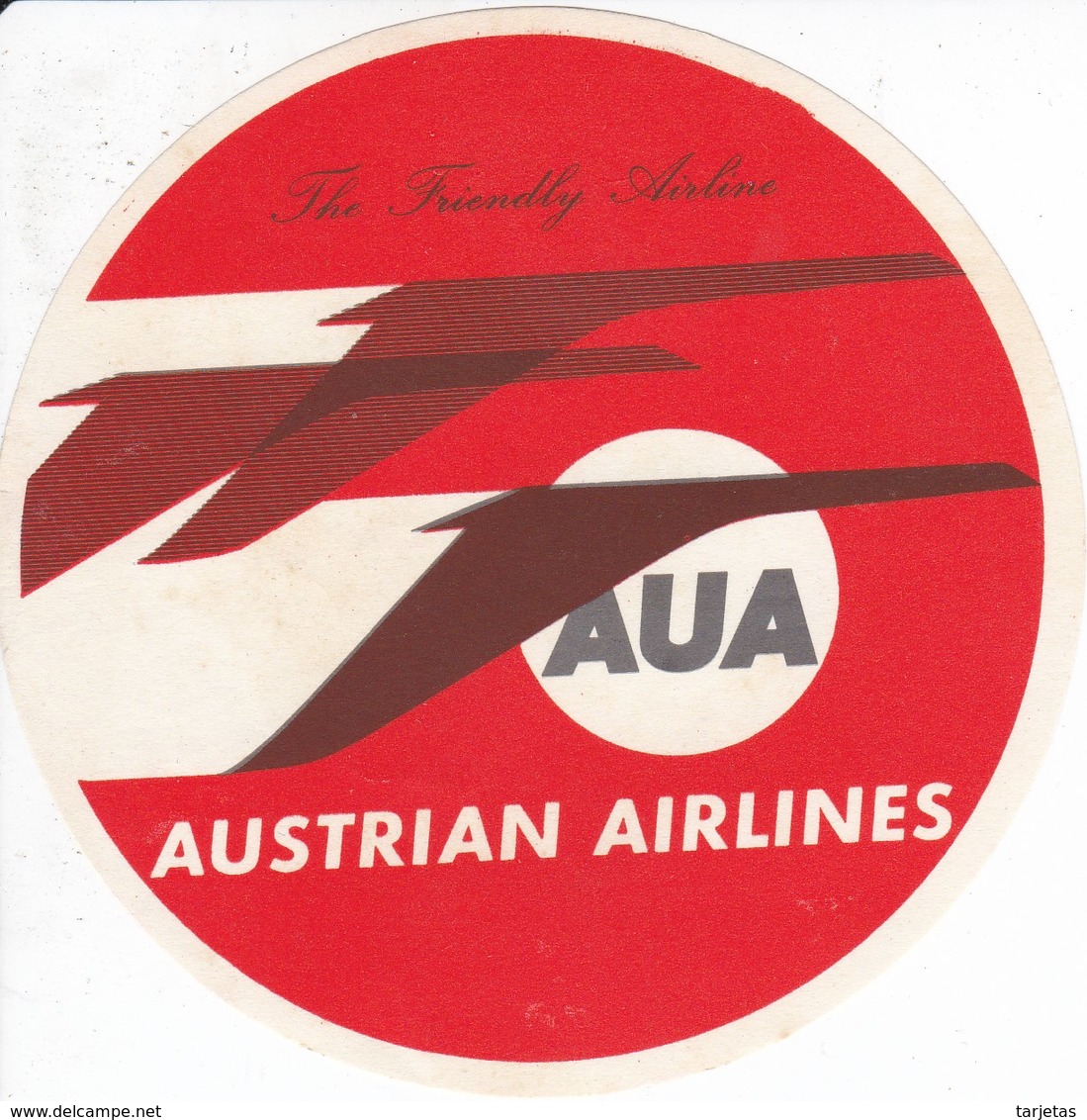 ANTIGUA ETIQUETA DE LA COMPAÑIA AEREA AUSTRIAN AIRLINES (AVION-PLANE) AUA - Etiquetas De Equipaje