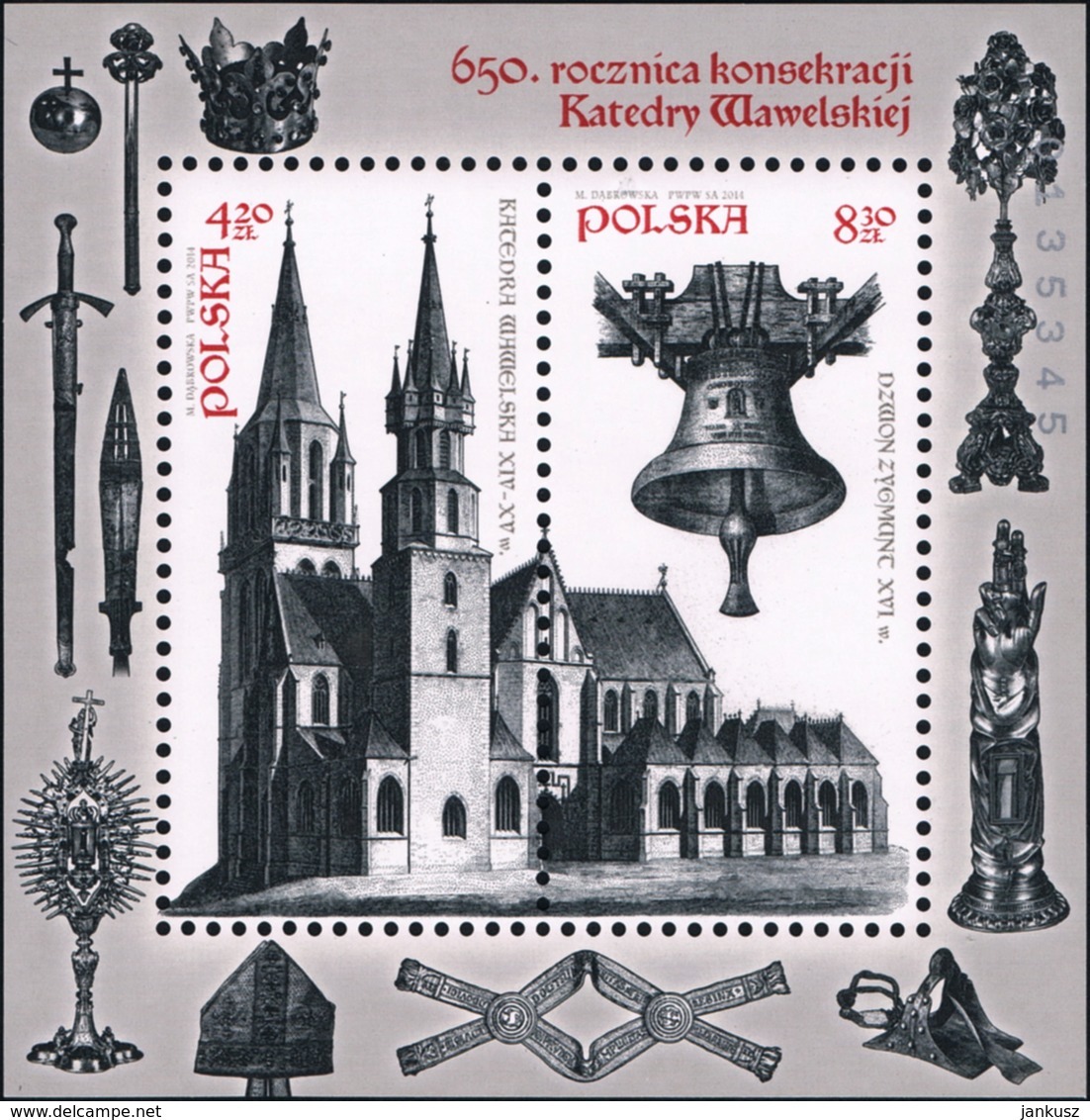 Poland 2014 Fi BLOK 256 Mi BLOCK 221 650th. Anniversary Of Consecration Of Wawel Cathedral - Nuevos