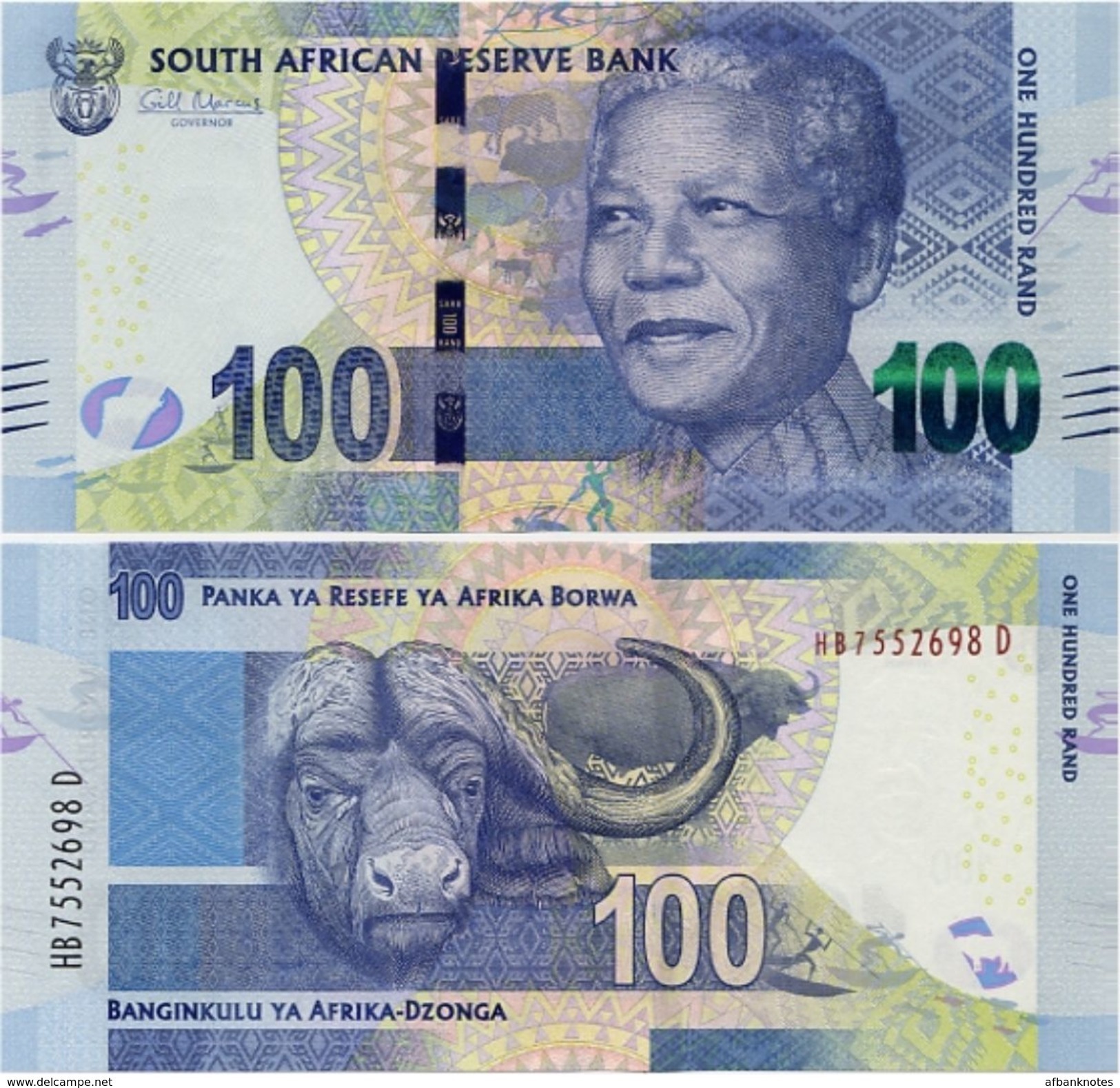 SOUTH AFRICA       100 Rand       P-141a       ND (2014)       UNC - Sudafrica