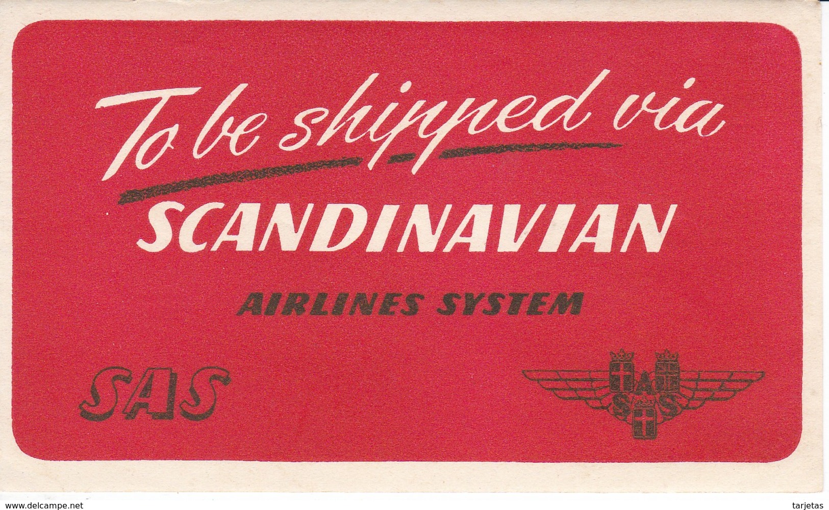 ANTIGUA ETIQUETA DE LA COMPAÑIA AEREA SCANDINAVIAN AIRLINES (AVION-PLANE) - Etiquetas De Equipaje