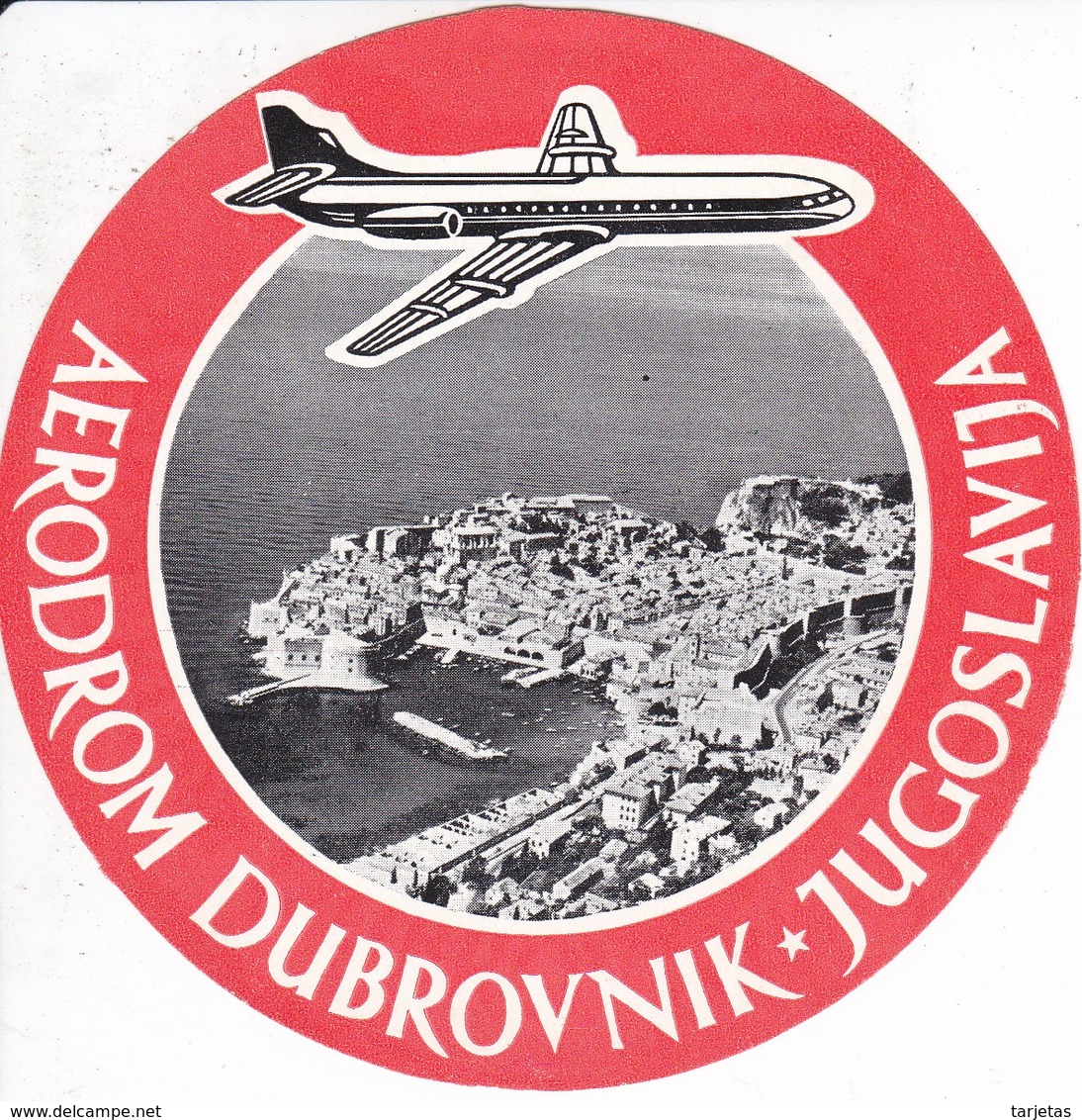 ANTIGUA ETIQUETA DE LA COMPAÑIA AEREA AERODROM DUBROVNIK (AVION-PLANE) JUGOSLAVIJA - Etichette Da Viaggio E Targhette