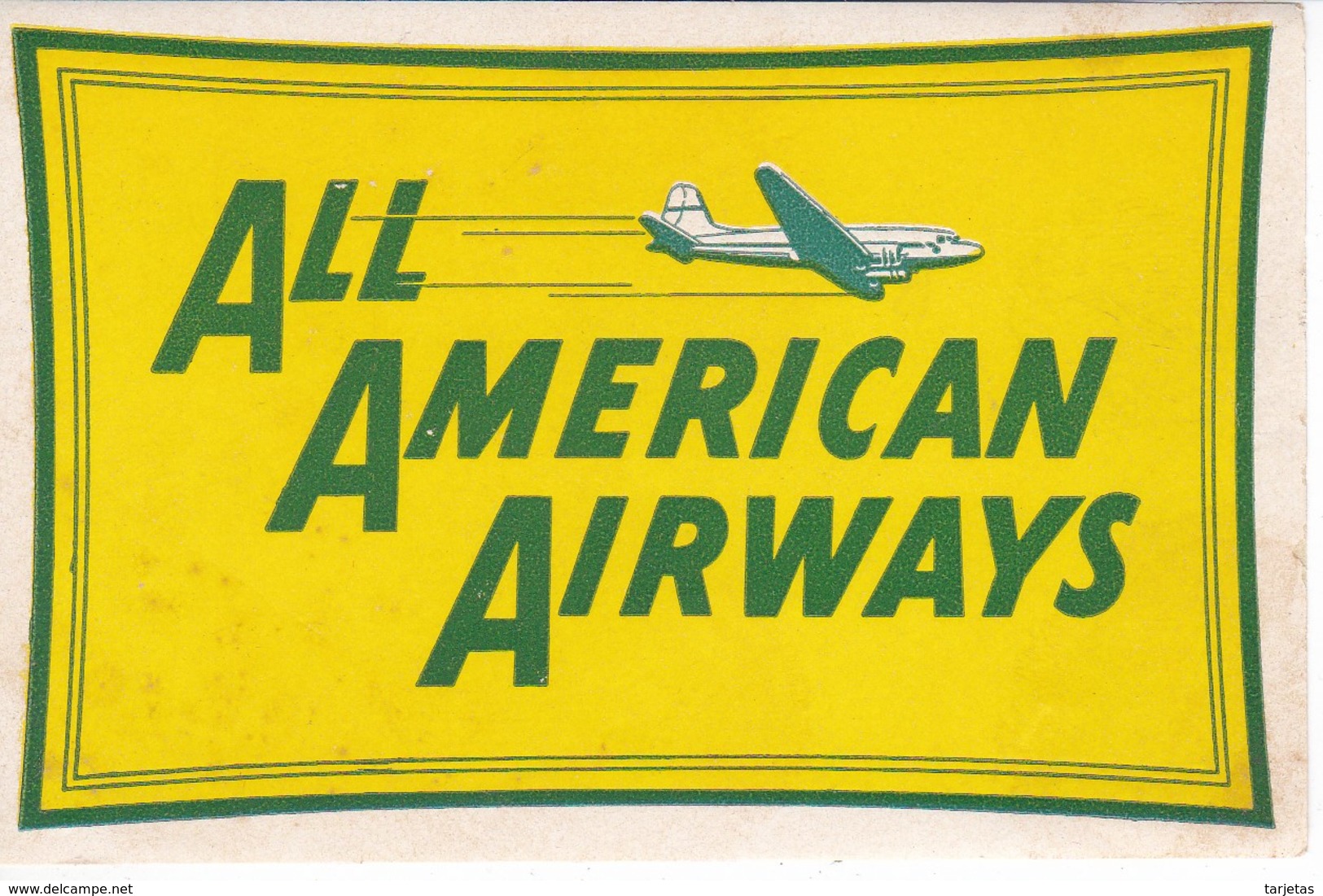 ANTIGUA ETIQUETA DE LA COMPAÑIA AEREA ALL AMERICAN AIRWAYS (AVION-PLANE) - Etiquetas De Equipaje