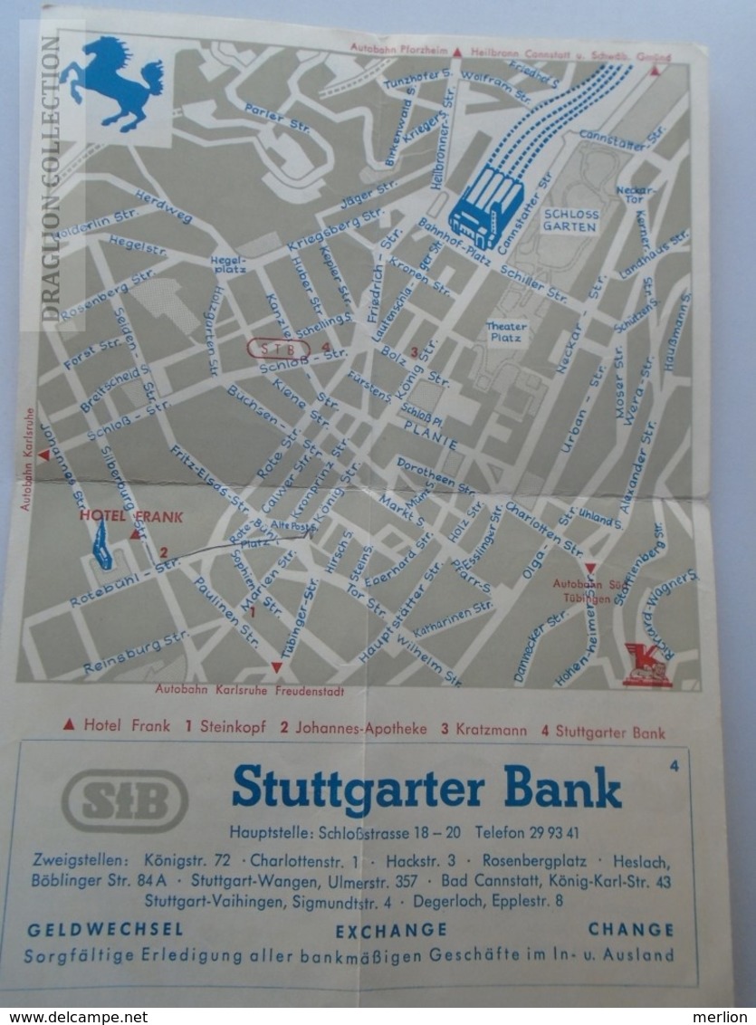 D162556  Hotel FRANK  -Stuttgart  - -karte Map -  Zimmer Ausweis - Unclassified