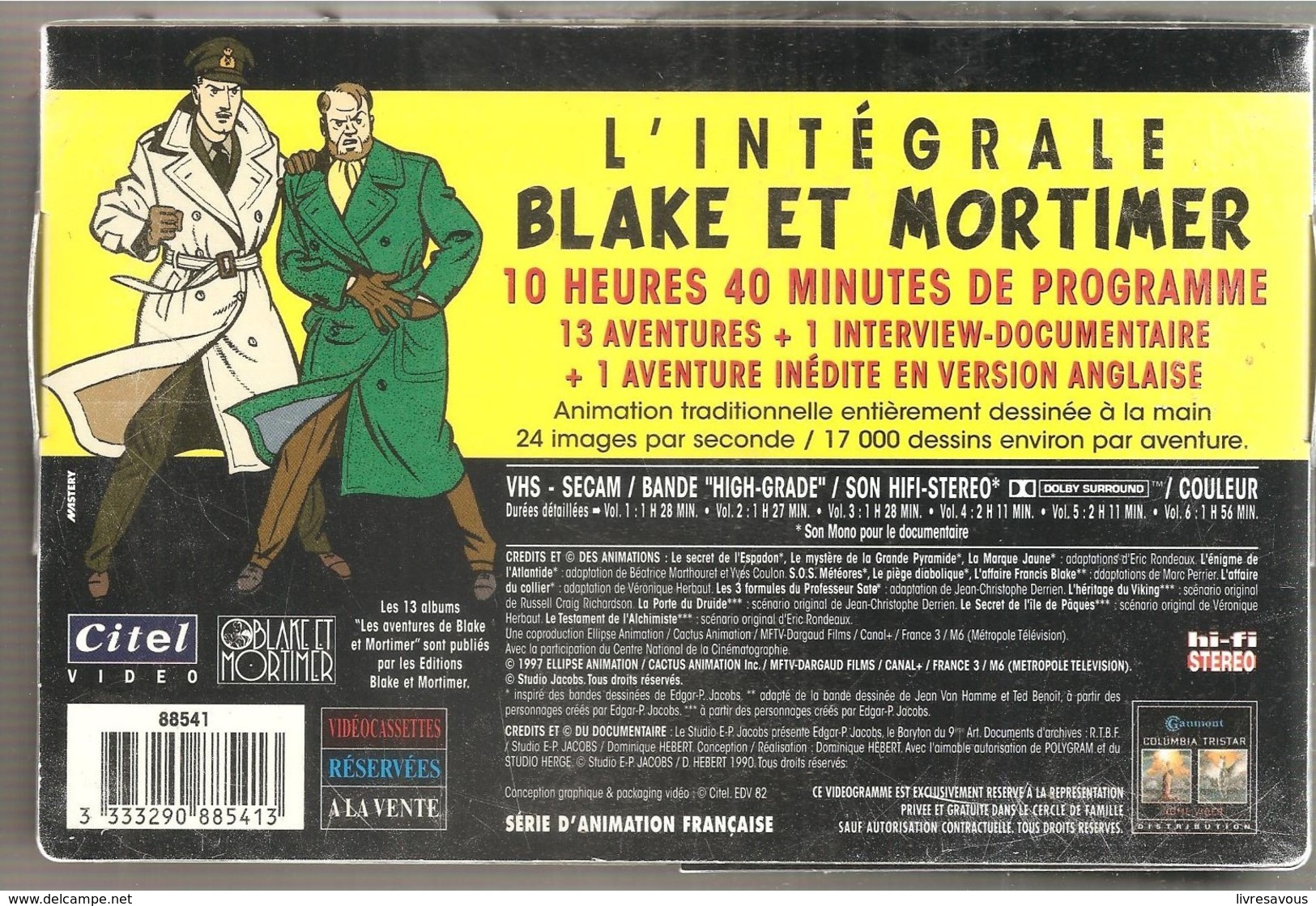 L'intégrale Blake Et Mortimer Dans Un Magnifique Coffret De 6 Cassettes Vidéo Editions Citel Vidéo De 1990 - Blake Et Mortimer