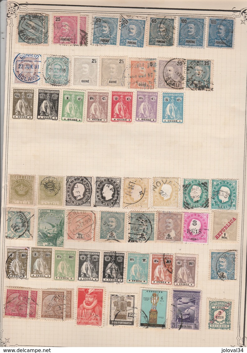 PORTUGAL Diverses Colonies Lot Collection 4 Pages De Timbres Anciens  - Tous états Non Triés - Autres & Non Classés