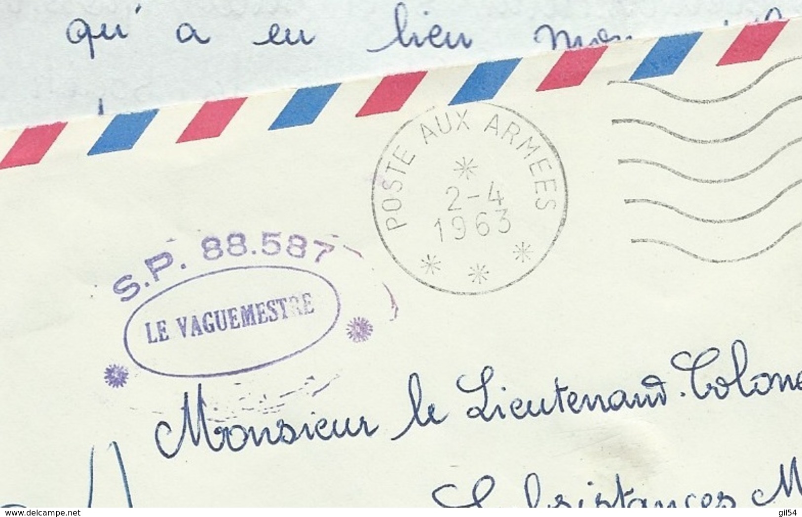 Lettre De Boghar ( Algérie )  Cachet S.P. 88504 ,  POSTE AUX ARMEE LE 2/04/1963 LX1410 - Guerra D'Algeria