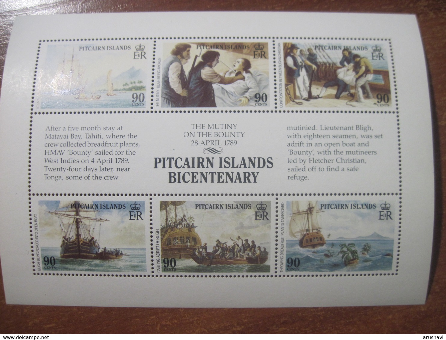 Pitcairn Islands 1989 Ships Sailing Boats Mutiny On The "Bounty" 200th Anniversary Of Islands  90 C M/Sheets Block MNH - Oceania (Other)