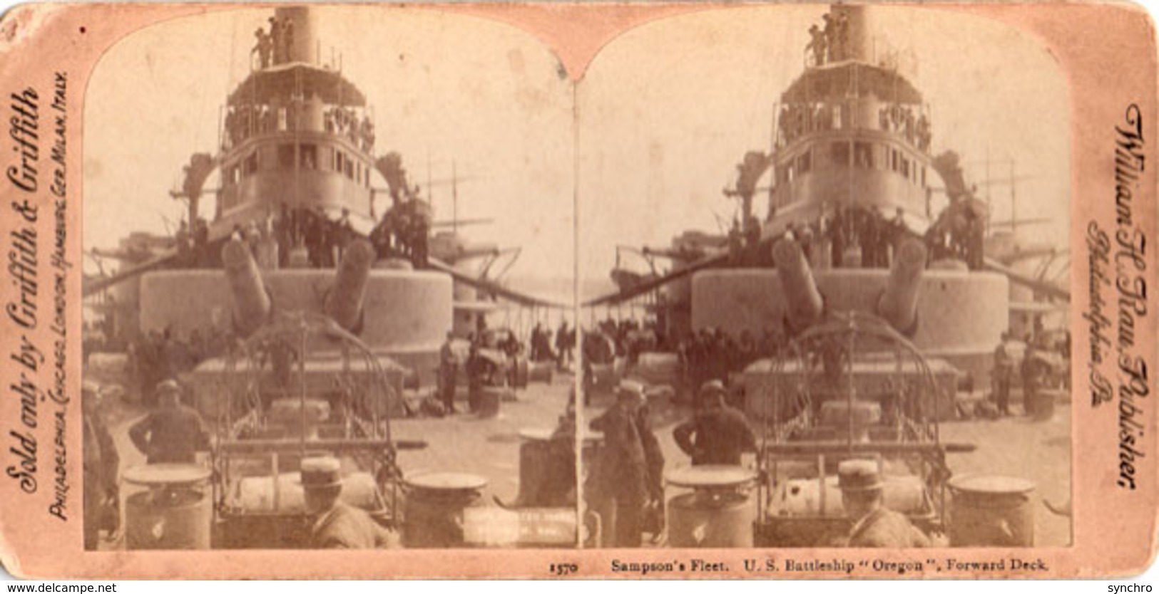 Sampson's Fleet U.S.Battleship "Oregon" Forward Deck - Cartes Stéréoscopiques