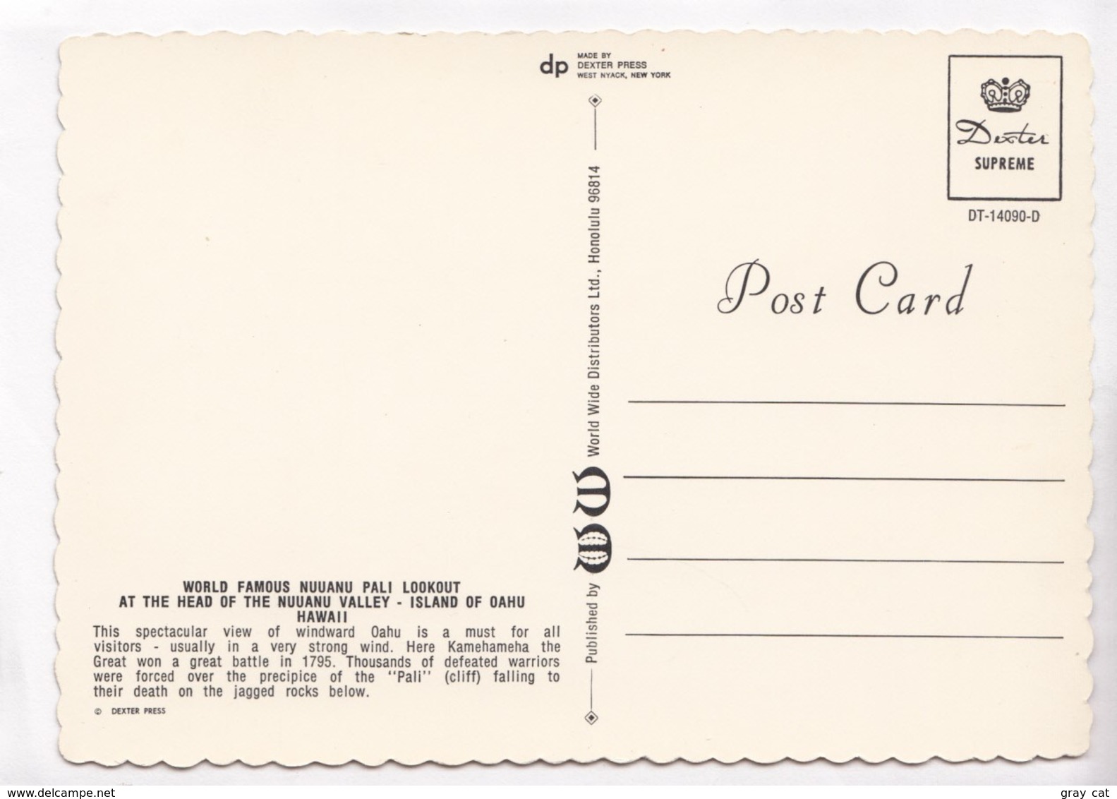 Nuuanu Pali Viewpoint, Oahu, Hawaii, Unused Postcard [22552] - Oahu