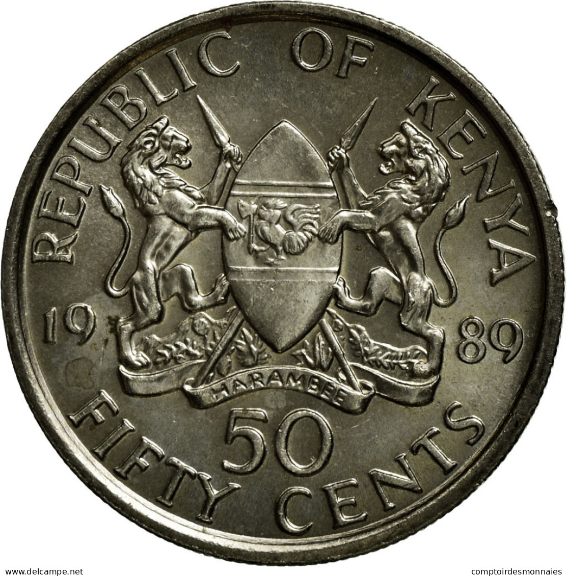 Monnaie, Kenya, 50 Cents, 1989, British Royal Mint, SUP, Copper-nickel, KM:19 - Kenya