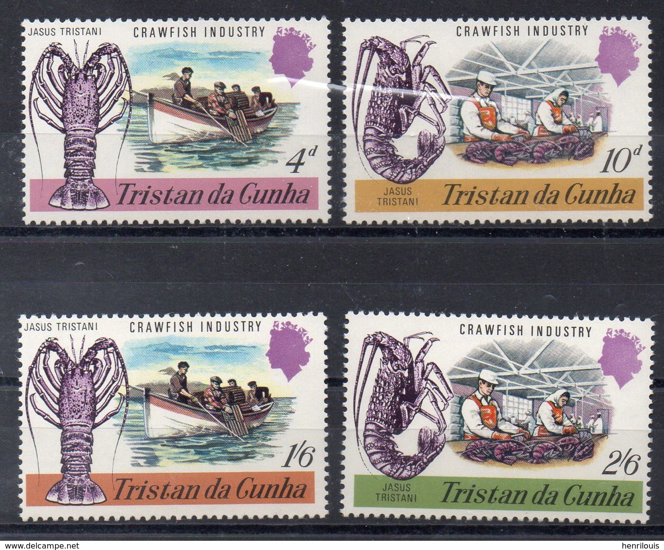 TRISTAN DA CUNHA   Timbres Neufs ** De 1970 ( Ref 5889 )    - Animaux- Mer - Langoustes - Tristan Da Cunha