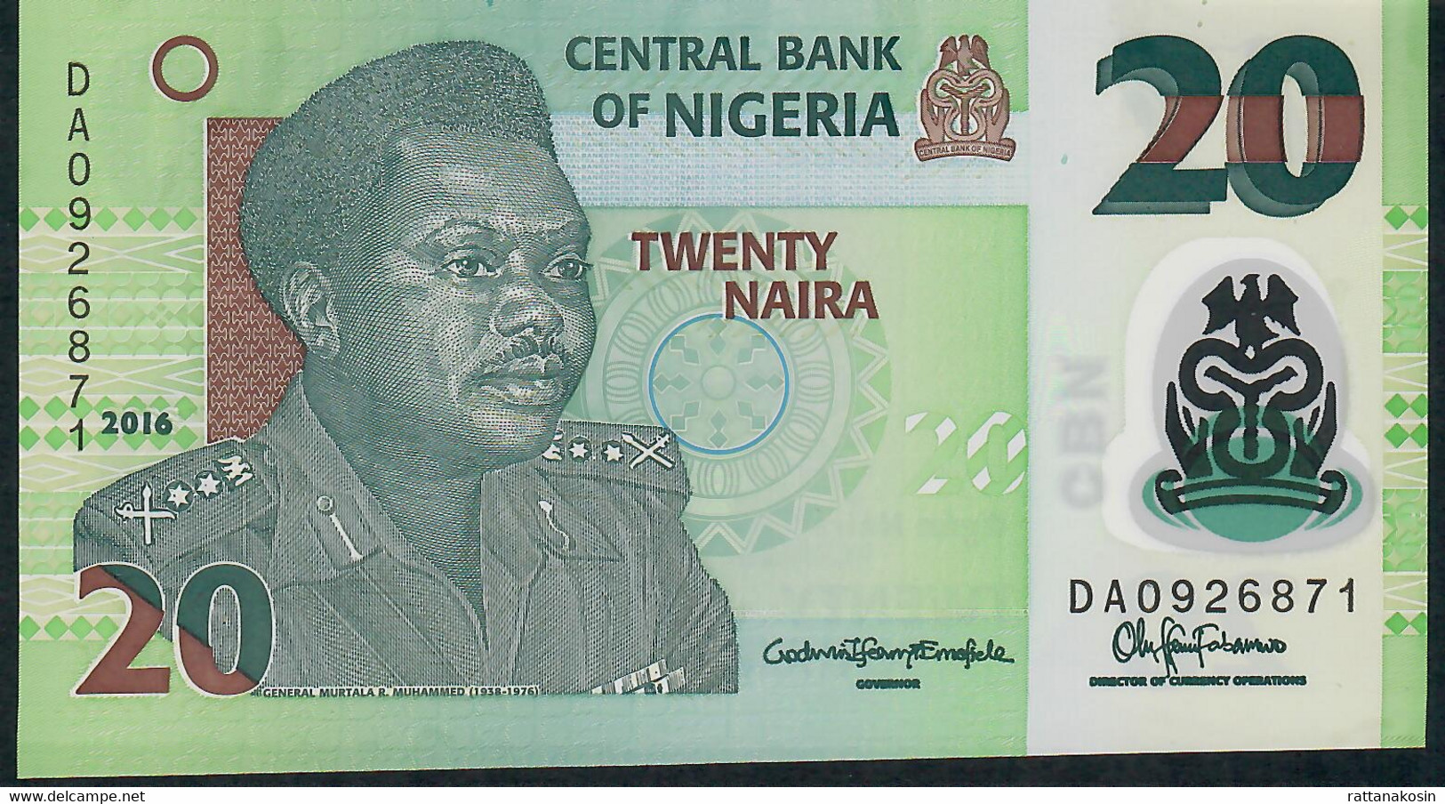 NIGERIA P34p   20 NAIRA 2016  #DA  UNC. - Nigeria