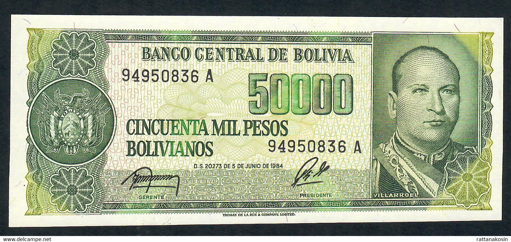 BOLIVIA P170b  50.000 BOLIVIANOS  1984 #A Signature 76    UNC. - Bolivie